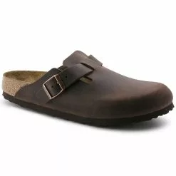Birkenstock Sabot Boston Habana Cuir Gras 860133 Narrow Fit Marron