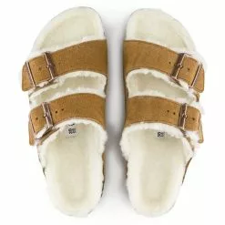 Birkenstock Mules Arizona En Fourrure D’agneau 1001128 Marron -Birkenstock Boutique élégante E218601 5